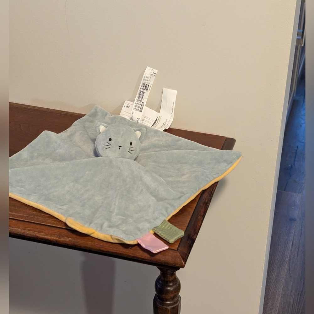 IKEA Plush Cat Blanket Lovey - Gray and Yellow. Tags.  Guldvavare. 12 Inches